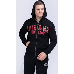 Lonsdale Paignton Sweatshirt met capuchon voor heren, zwart/rood/wit, S