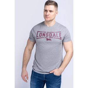 Lonsdale - Nybster - T-shirt - Marl Grey/Oxblood - Gemaakt van puur katoen