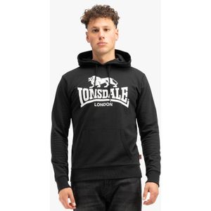 Lonsdale - Fremington - Hoodie - Zwart/Wit - Kapuzensweatshirt met Kordelzug en Kängurutasche