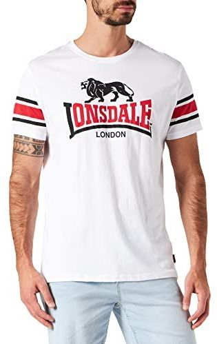 Lonsdale Hempriggs T-shirt voor heren, wit/zwart/rood, 3XL