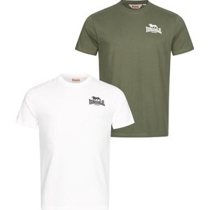 LONSDALE - Shirt - Groen - 2 Pack - Ronde Hals - Normale Pasvorm