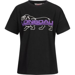 Lonsdale - Cullaloe T-shirt - Zwart/Paar/Wit - Fijn Vloeiend Materiaal