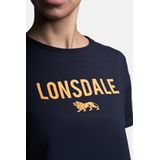 Lonsdale Damen T-Shirt Moira T-Shirt Cropped Oversize Navy Orange