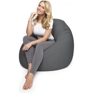 Lumaland Flexi Comfort Zitzak medium, flexibele premium beanbag, 142 x 84 cm, zitkussen, ideaal om te liggen of te zitten, fauteuil en bank voor kinderen en volwassenen, donkergrijs