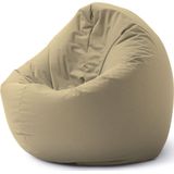 Lumaland Zitzak voor binnen en buiten, ronde 2-in-1 zitzak voor binnen en buiten, 300 l vulling, 120 x 80 x 75 cm, waterafstotend en robuust, beige