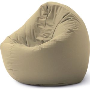 Lumaland Zitzak voor binnen en buiten, ronde 2-in-1 zitzak voor binnen en buiten, 300 l vulling, 120 x 80 x 75 cm, waterafstotend en robuust, beige