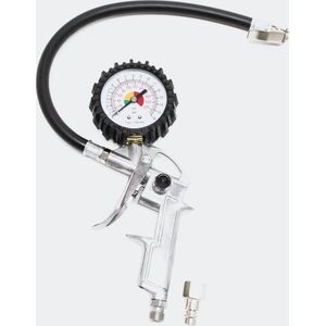 Bandenvulpistool met analoge drukmeter 0-16 bar; bandenpomp met manometer, 1/4"" snelkoppeling, analoog persluchtpistool, druktester