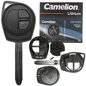 Auto sleutel afstandsbediening 1x behuizing 2 knoppen + 1x stevig ingebed TOY43 leeg + 1x toetsenbord + 1x CR1620 accu compatible met Opel Suzuki Nissan