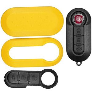 Autosleutels Set shell Cover Geel + keypad compatibel met Fiat 500 Punto Doblo