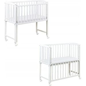 Dedstore-Baby Babybed met matras, 90 x 40 cm, in hoogte verstelbaar, complete set, bijzetbed, wit, babybed, kinderbed, babybed