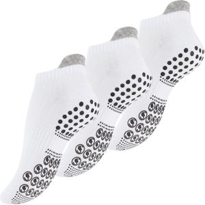 STARK SOUL 3 paar antislipsokken voor dames, sportsokken, yoga-sokken met ABS-zool, wit, 35-38 EU