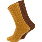 Wollen Sokken - Goudbruin - Grof Gebreid - 2 Paar