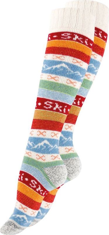 STARK SOUL Skisokken HYGGÈ met wol - kniekousen, wolwit-rood, 35-38 EU