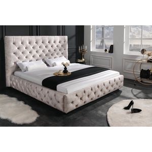 Design tweepersoonsbed PARIS 180x200cm champagne fluweel Chesterfield gestoffeerd bed - 43105