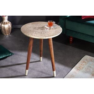 Bijzettafel acacia antiek zilver 40 cm