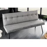 riess-ambiente Sitzbank BIG GEORGE - 160cm grau Samt Strukturstoff schwarz Metall mit Lehne Modern