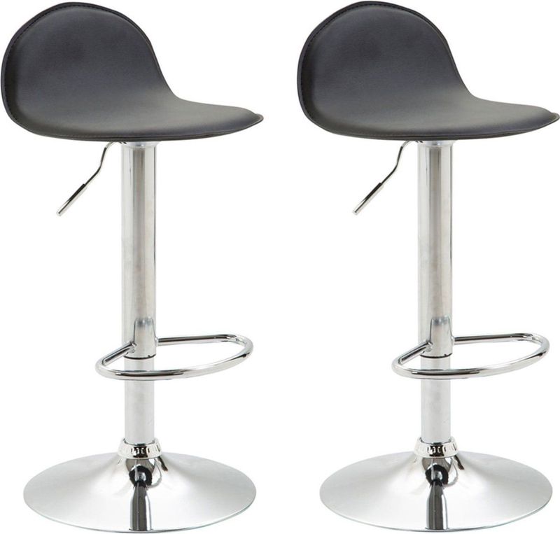 CLP 2er Set Barhocker Lana V2 Mit Kunstlederbezug I 2 x Höhenverstellbarer Barstuhl Mit Lehne