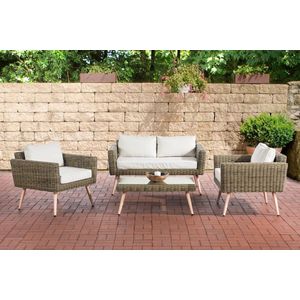 CLP Kiruna - Loungeset - 5 mm Polyrotan Natura cremewit 40 cm (Hellbraun)