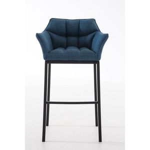 CLP - 2er Set Barhocker Damaso Stoff mit 4-Fuß Gestell blau schwarz
