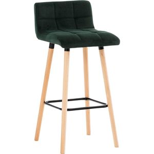 CLP Lincoln Barkruk - met rugleuning - hout - velvet - Fluweel - groen