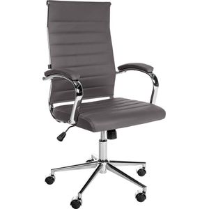 CLP Bureaustoel Mollis I draaibare bureaustoel met echt lederen bekleding, kleur: grijs