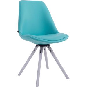 CLP Calais Bezoekersstoel - Kunstleer wit (eik) blauw