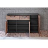 trendteam Sideboard Stripe, Rustikale Kommode mit 2 Schubladen und 7 Fächern - 142/41/83 cm