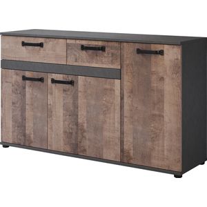 trendteam Sideboard Stripe, Rustikale Kommode mit 2 Schubladen und 7 Fächern - 142/41/83 cm