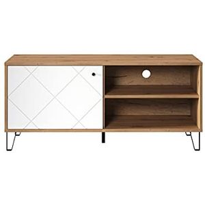 trendteam smart living Tv-meubel Touch 123 x 56 x 40 cm body eiken Artisan front wit mat met metalen poten en gestructureerde fronten