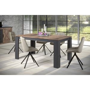 Eettafel Universal | Verlengbaar | 160 x 90 x 77 cm | Matera-grijs / Tobacco-brown Oak