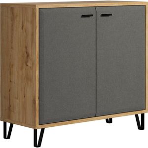 trendteam smart living Blanshe commode, vilt donkergrijs/eiken Navarra, 98 x 90 x 42 cm