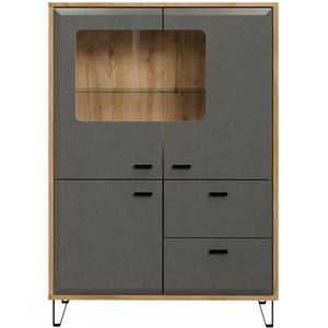 trendteam smart living Blanshe Highboard dressoir hoge kast commode, houtmateriaal, vilt donkergrijs/eiken Navarra, 98 x 138 x 42 cm