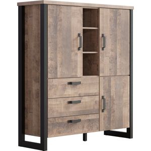 trendteam smart living Highboard, bruin, zwart, 138 x 155 x 45 cm