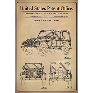 Schatzmix Patent ontwerp auto carrosserie Chrysler metalen bord wanddecoratie 20x30 cm tin teken blikken bord, plaatstaal, meerkleurig