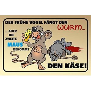 Schatzmix Spreuk Der frühe Vogel Metalen bord Wanddecoratie 20x30 cm tin sign blikken bord, blik, meerkleurig