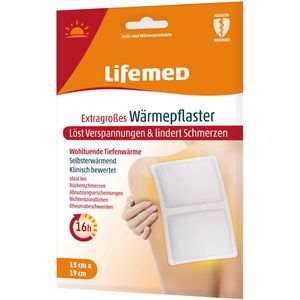 Lifemed Warmtepleister, wit, lost spanning op en verlicht pijn 19 cm x 13 cm,1 Stuk, 2er Pack wit