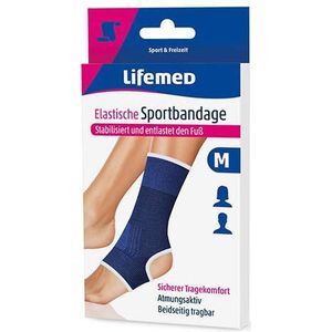Lifemed - Elastische sportbandage blauw enkelbescherming - stabiliseert en ontlast de voet, veilig draagcomfort, 3-pack (3 x 1 stuks)
