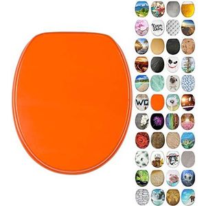 Sanilo toiletbril met soft closing-mechanisme, Hoogwaardige houten toiletzitting, Toiletdeksel in verschillende motieven (Oranje)