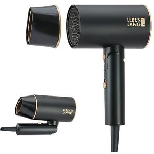LEBENLANG Ion Haardroger - Zwart - 2100 W - Opvouwbaar