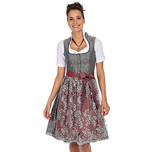 Stockerpoint Dames Dirndl Karissa jurk voor speciale gelegenheden, grijs-bordeaux, 42