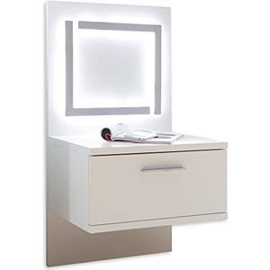 DALLAS Nachtkastje in wit - Modern nachtkastje met LED-verlichting voor de tienerkamer - 50 x 94 x 40 cm (B/H/D)