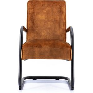 DECA Luxe Vergaderstoel Dunton kleur Cognac stof 100% polyester velours gebreid met onderstel zwart metaal en voorzien van armleggers