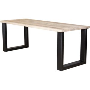 Euroseats tafel Denver voorzien van zwart metalen U-poot. Afmeting: 300x100cm