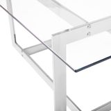 Koffietafel zilver metaal frame glas vierkant tafelblad geometrisch glamour design