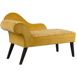 Beliani BIARRITZ - Chaise longue - Geel - Fluweel | Exclusieve en comfortabele retro chaise longue