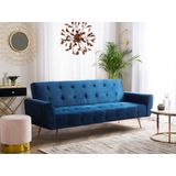 Beliani SELNES - Slaapbank in marineblauw fluweel | Scandinavische stijl | Comfortabele slaapfunctie | Modern design