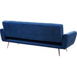 Beliani SELNES - Slaapbank in marineblauw fluweel | Scandinavische stijl | Comfortabele slaapfunctie | Modern design