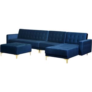 Beliani ABERDEEN - Modulaire Sofa-Blauw-Fluweel