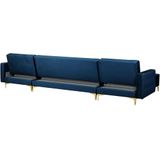 Beliani ABERDEEN - Bank U-vormig - Blauw - 5 persoons - Universeel - Fluweel