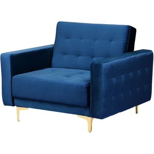 Beliani - ABERDEEN - Chesterfield fauteuil - Blauw - Fluweel